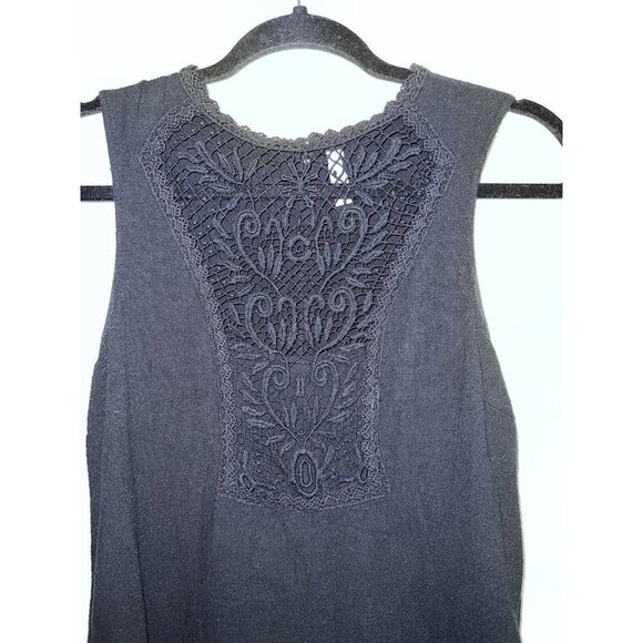 FREE PEOPLE Maribelle Crochet-Inset Mini Dress, Black Sz Small - Picture 5 of 11